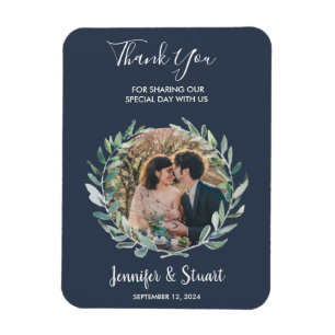 Íman Folhas de aquarela russa Obrigado Fotocasamento