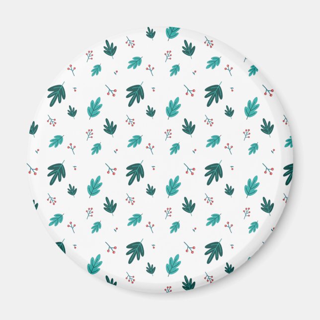 Íman Folhas de Árvore Evergreen e Berries Red Holly (Frente)