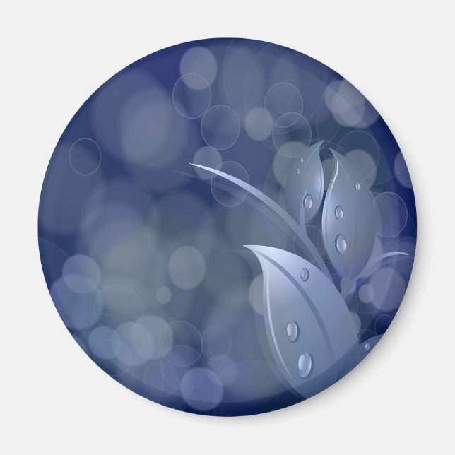 Íman Folhas de Bokeh Azul (Frente)