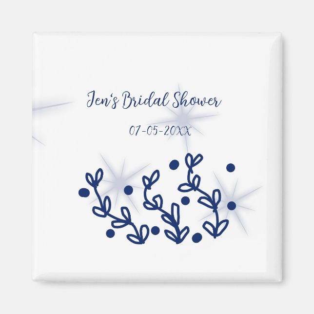 Íman Folhas de estrelas azuis luxo real chá de noiva  (Frente)