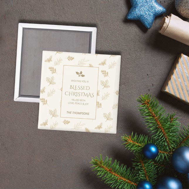 Íman Folhas de Inverno em Ouro Elegante Natal (Criador carregado)