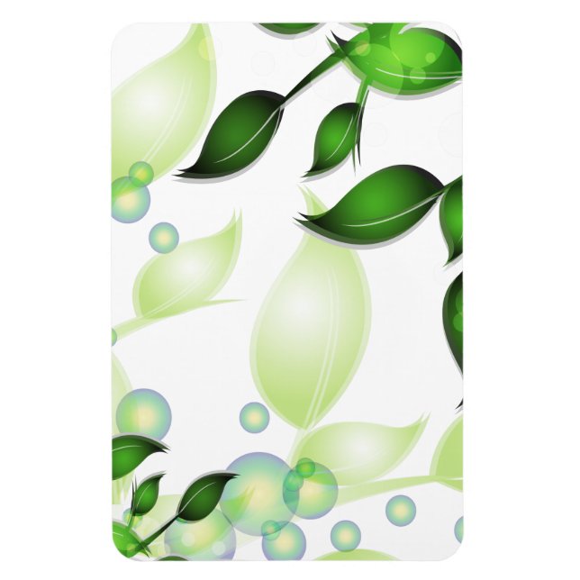 Íman Folhas de jardim frescas em branco (Vertical)
