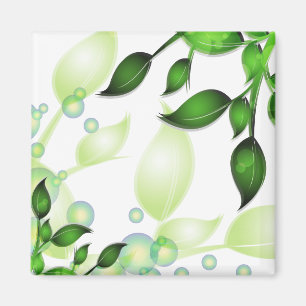 Íman Folhas de jardim frescas em branco