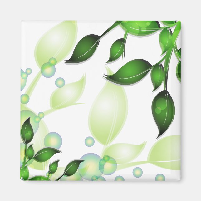 Íman Folhas de jardim frescas em branco (Frente)