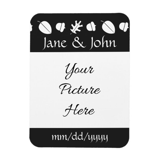Íman Folhas de outono no ímã Black Save-the-Date (Vertical)