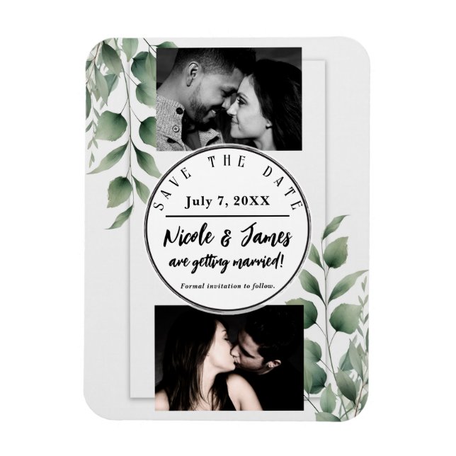 Íman Folhas de Vegetação Mínima Branco Moderno Salvar a (Vertical)