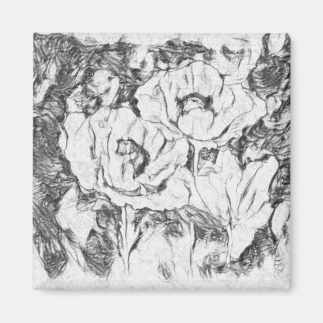 Íman Folhas desenhadas de caneta desenhadas estampadas  (Frente)