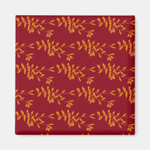 Íman Folhas do ramo da silhueta laranja em vermelho