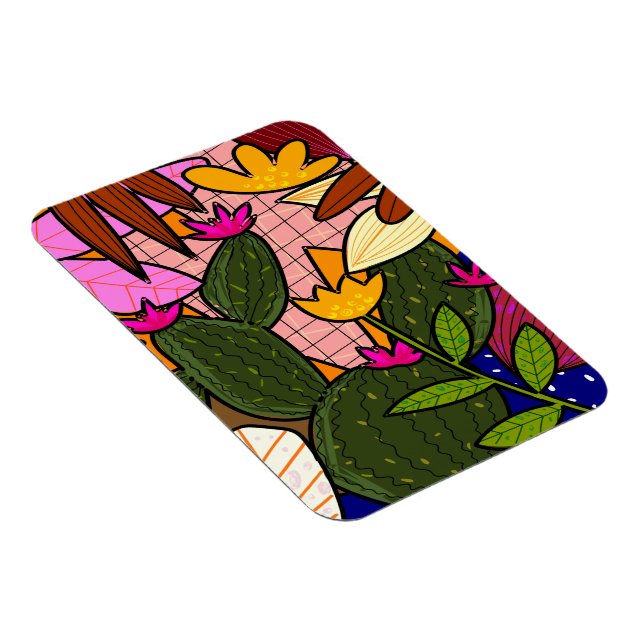 Íman Folhas e flores abstrato tropicais (Lado Direito)