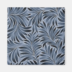Íman Folhas Ornamentadas em Padrão de Cor Azul Preto