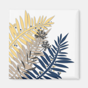 Íman Folhas tropicais abstrato em cor bege
