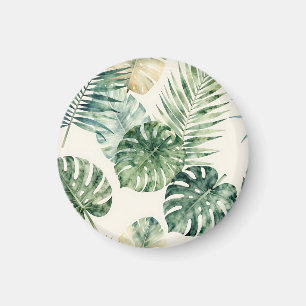 Íman Folhas Tropicais de Aquarela Padrão de Palmeira Mo