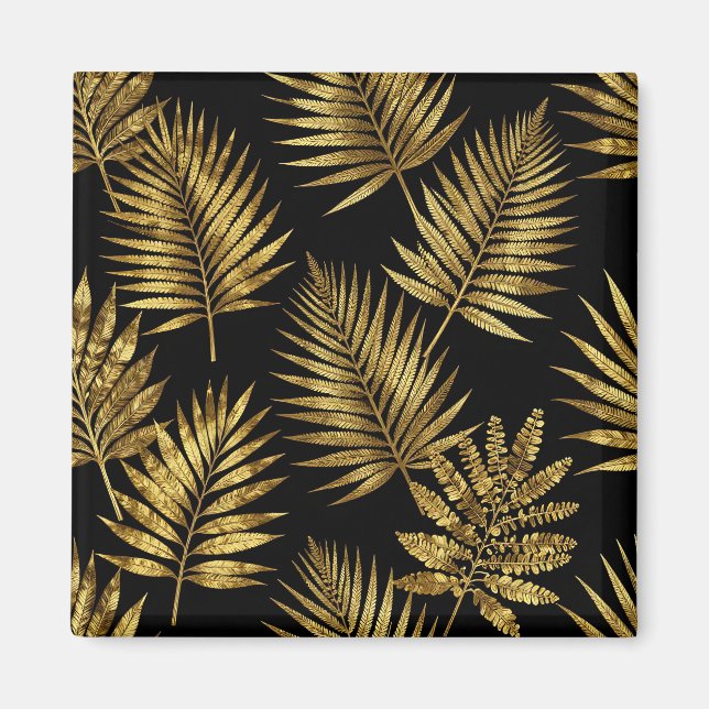 Íman Folhas Tropicais Douradas Luxo Padrão (Frente)