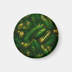 Íman Folhas Tropicais Douradas Selva Luxo