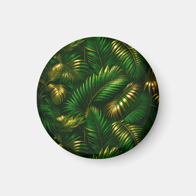 Íman Folhas Tropicais Douradas Selva Luxo (Frente)