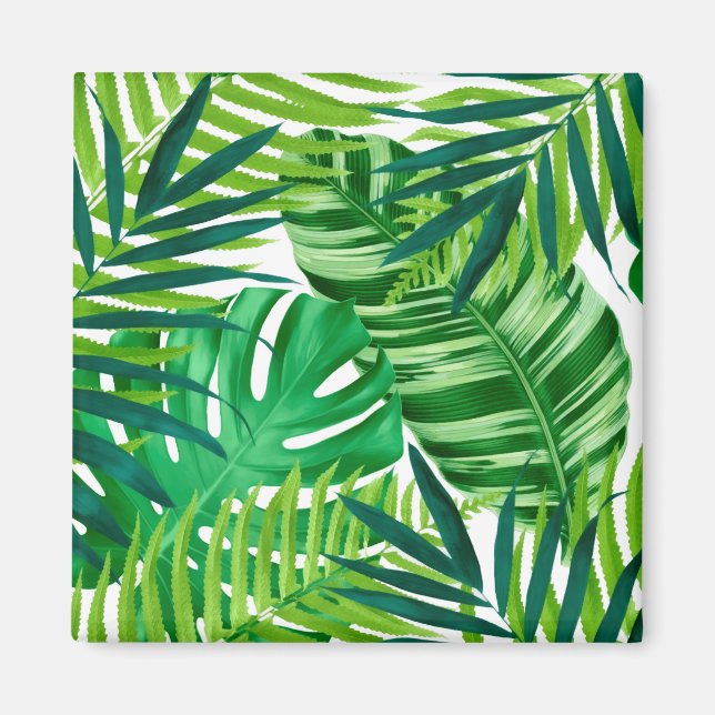 Íman Folhas tropicais verdes (Frente)