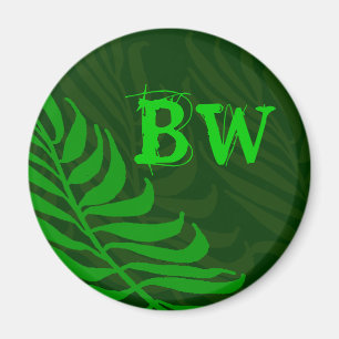 Íman Folhas verdes Monogrammed da samambaia