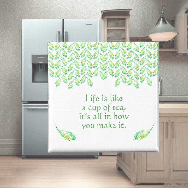 Íman Folhas verdes neon - arte fractal, irlandês dizend (Criador carregado)