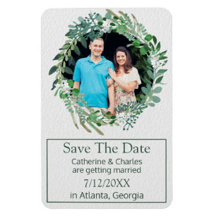 Íman Foliage Wreath Wedding Date (Salvamento da data)