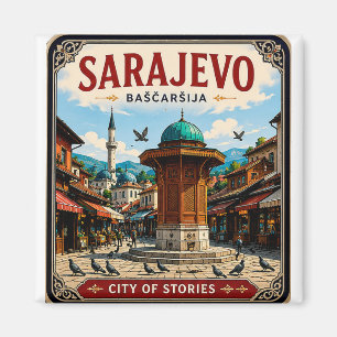 Íman 🧲 Fonte Sebilj de Sarajevo Lembrança de Férias