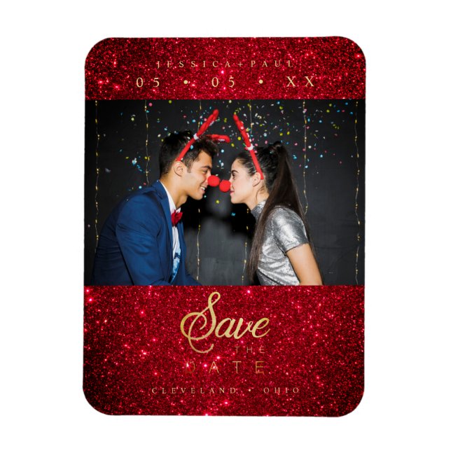 Íman Fonte Whimsical do Casal de Natal Glitter Fun (Vertical)