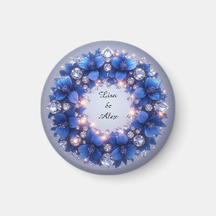 Íman Fora Elegante Adorada Com Flores Azuis