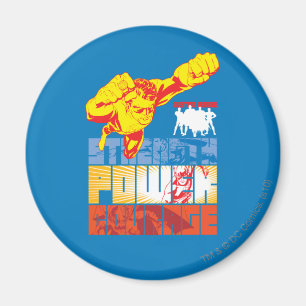 Íman Força da Liga da Justiça. Energia. Coragem. Caráte