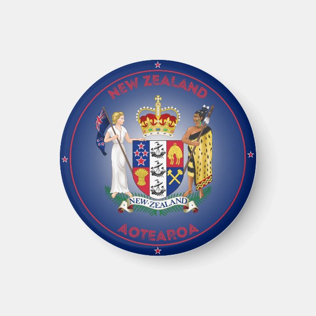 Íman Forma do Círculo Casaco de Armas da Nova Zelândia (Frente)