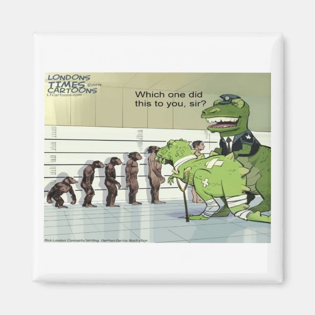 Íman Formação policial de dinossauro engraçado de Rick  (Frente)