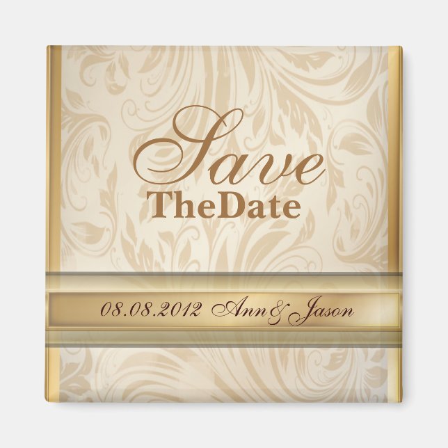 Íman Formal champanhe dourado Damask Casamento (Frente)