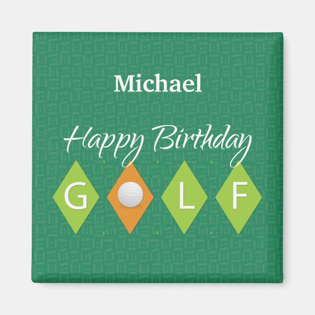 Íman Formas de Diamante Verde de Aniversário de Golfe (Frente)
