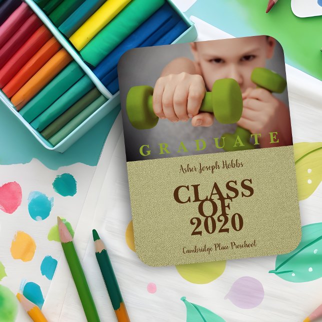 Íman Formatação escolar primária Têxtil fotográfico mod (Elementary School Graduation Modern Photo Fabric Magnet.)