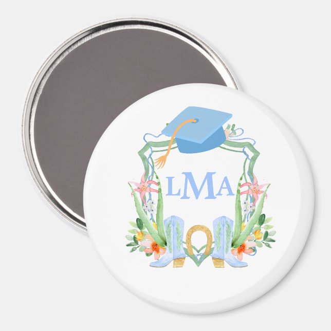 Íman Formatura de Monograma de Cowgirl Sulista Préppy (Front/Back)