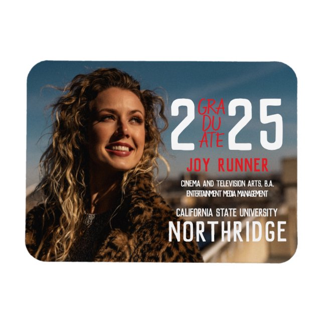 Íman Formatura Turma Bold de 2025 Foto Graduação (Horizontal)