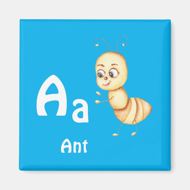Íman Formiga personalize ABC: Letra A - Adicione Seu No (Frente)
