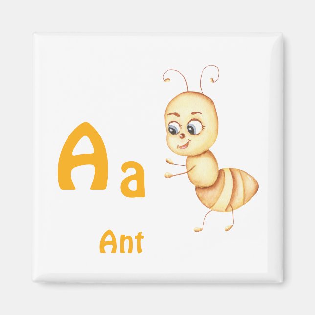 Íman Formiga personalize ABC: Letra A - Adicione Seu No (Frente)