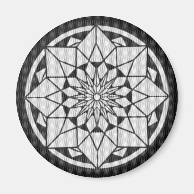Íman Formigueiro de Star Mandala preto e branco (Frente)