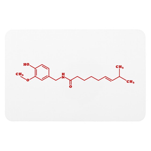 Íman Fórmula Química Molecular de Capsaicina Chili (Horizontal)