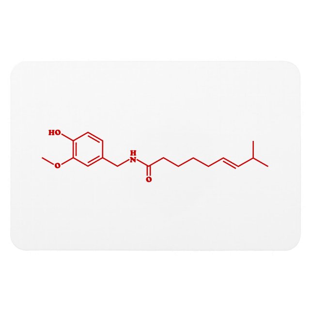 Íman Fórmula Química Molecular de Capsaicina Chili (Horizontal)
