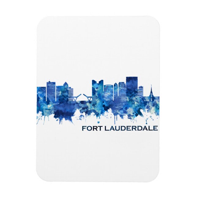 Íman Fort Lauderdale Florida Skyline Blue (Vertical)