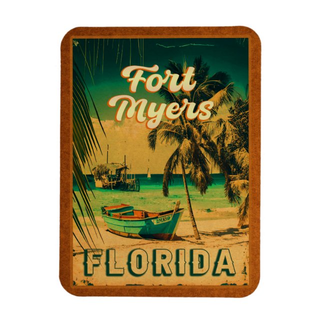 Íman Fort Myers Beach Retro Florida Retro Souvenir 80s (Vertical)