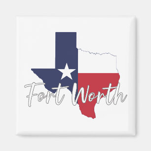 Íman Fort Worth, Texas Flag Map Magnet