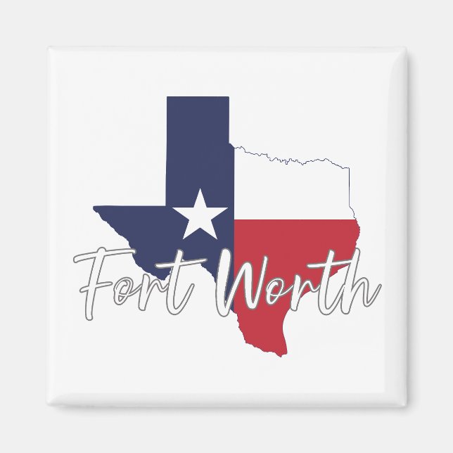 Íman Fort Worth, Texas Flag Map Magnet (Frente)