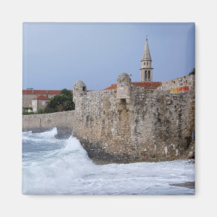 Íman Fortaleza velha Budva no ímã quadrado de
