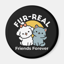 Íman Fortes Amigos Para Sempre | Gato e Cão Cachorro Du