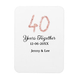 Íman Forty years together black pink glitter bold lette
