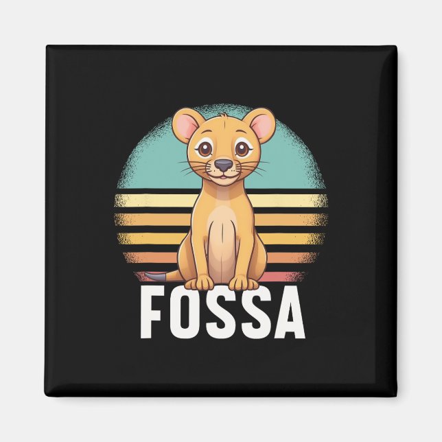 Íman Fossa Animal Graphical Colorful Retro Sunset Madag (Frente)