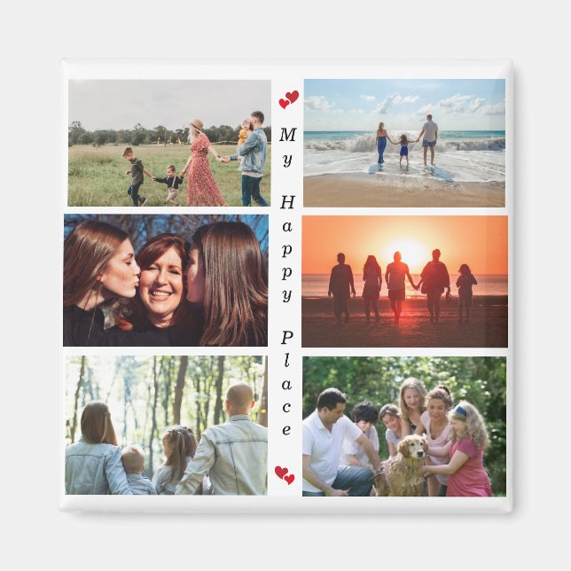 Íman Foto 6 personalizável da minha família feliz (Frente)