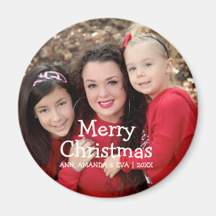 Íman Foto branca personalizada do Feliz Natal do
