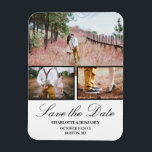 Íman Foto Colagem Casamento Salvar O Íman De Data<br><div class="desc">Casamento de Colagem de Fotos Salve o Magnete de Datas contém 3 fotos e modelo de texto.Um design perfeito para um casamento simples e moderno.Clique no botão personalizar para personalizá-lo com seu texto e fotos.Visite minha loja " loveyouart" para outros designs ou similares.</div>